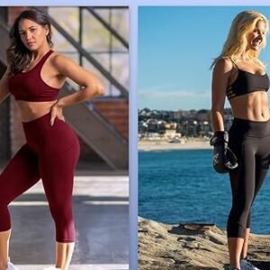 4 Pack Capri Leggings for Women - High Waisted Capris Tummy Control Yoga Pants with Pockets Workout Cycling Tights